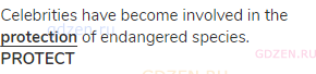 Celebrities have become involved in the <strong> <span class="under">protection</span></strong> of