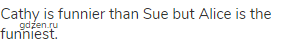 Cathy is funnier than Sue but Alice is the funniest.