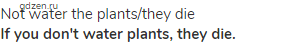 not water the plants/they die<br><strong>If you don't water plants, they die.</strong>