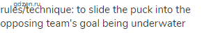 rules/technique: to slide the puck into the opposing team's goal being underwater