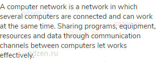 A computer network is a network in which several computers are connected and can work at the same