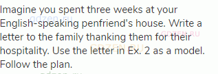 Imagine you spent three weeks at your English-speaking penfriend's house. Write a letter to the