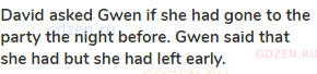 <strong>David asked Gwen if she had gone to the party the night before. Gwen said that she had but