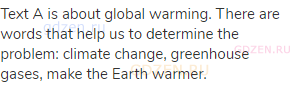 Text A is about global warming. There are words that help us to determine the problem: climate