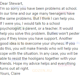 Dear Stewart,<br>
