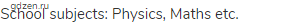 school subjects: Physics, Maths etc.