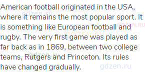 American football originated in the USA, where it remains the most popular sport. It is something