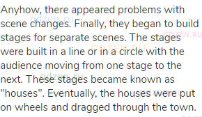 Anyhow, there appeared problems with scene changes. Finally, they began to build stages for separate