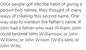 Once people got into the habit of giving a person two names, they thought of many ways of creating