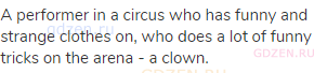 A performer in a circus who has funny and strange clothes on, who does a lot of funny tricks on the