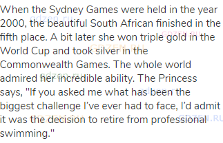 When the Sydney Games were held in the year 2000, the beautiful South African finished in the fifth